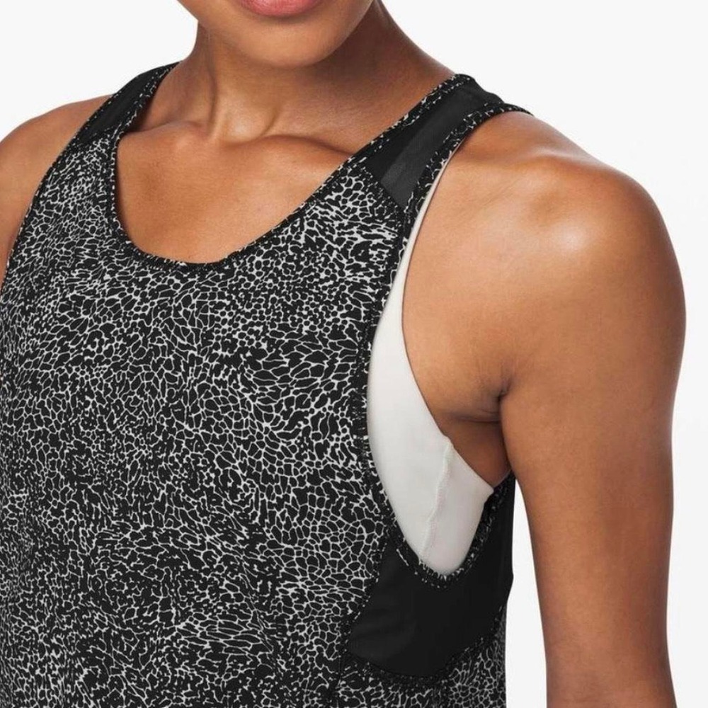 Lululemon black & white leopard mesh tank top size 2